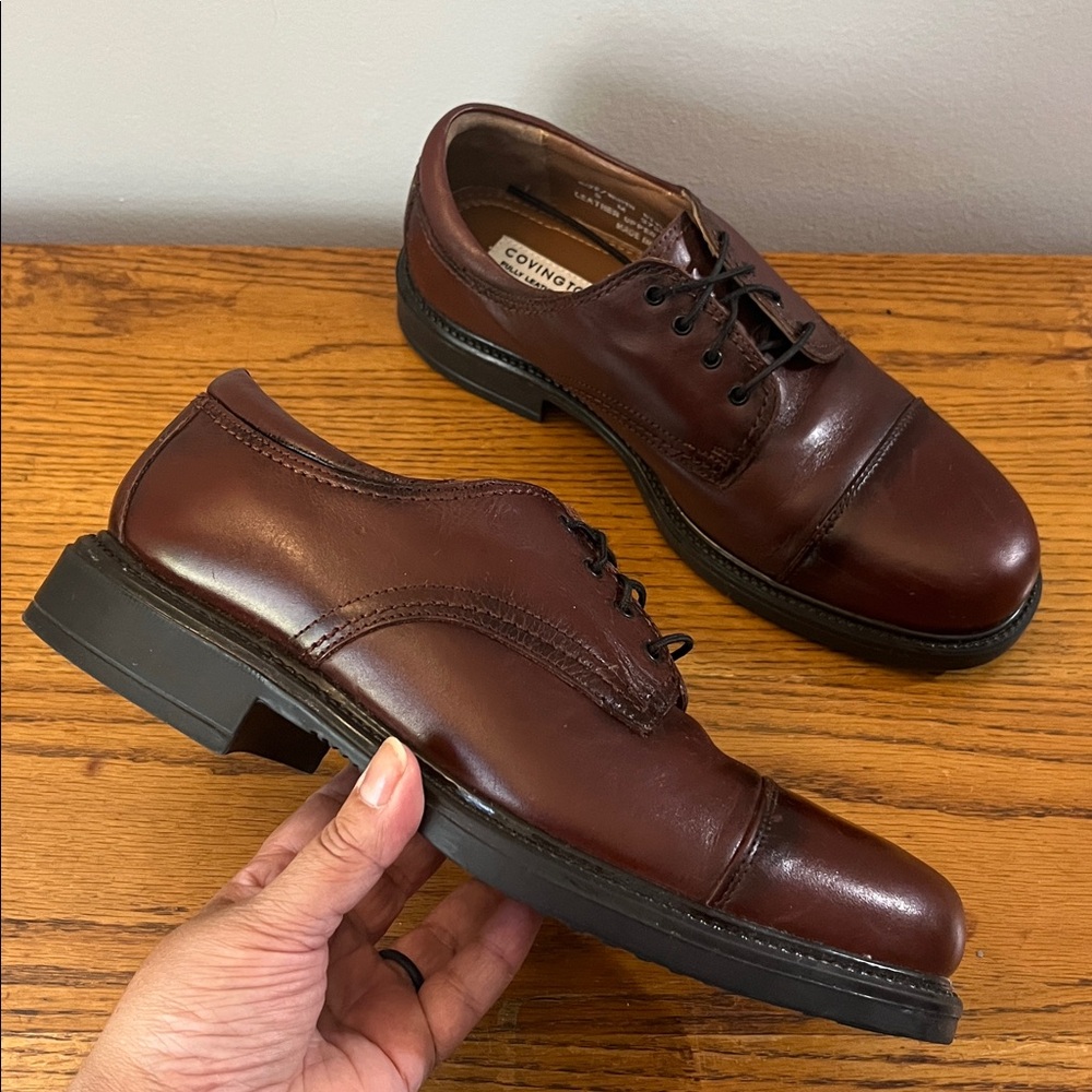 Covington Men’s Lace Up Brown Maroon Leather Dress Shoes Size 9
